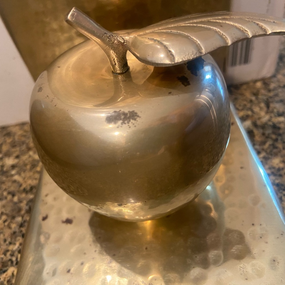 Antique Brass Bookends Apple and Pear - Picture 10 of 11